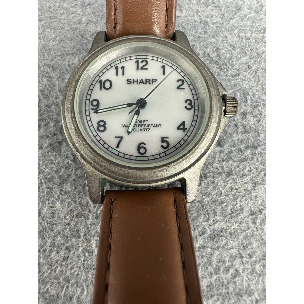 SHARP SHP5721 Silver Tone Brown Leather Band AS - Picture 3 of 11